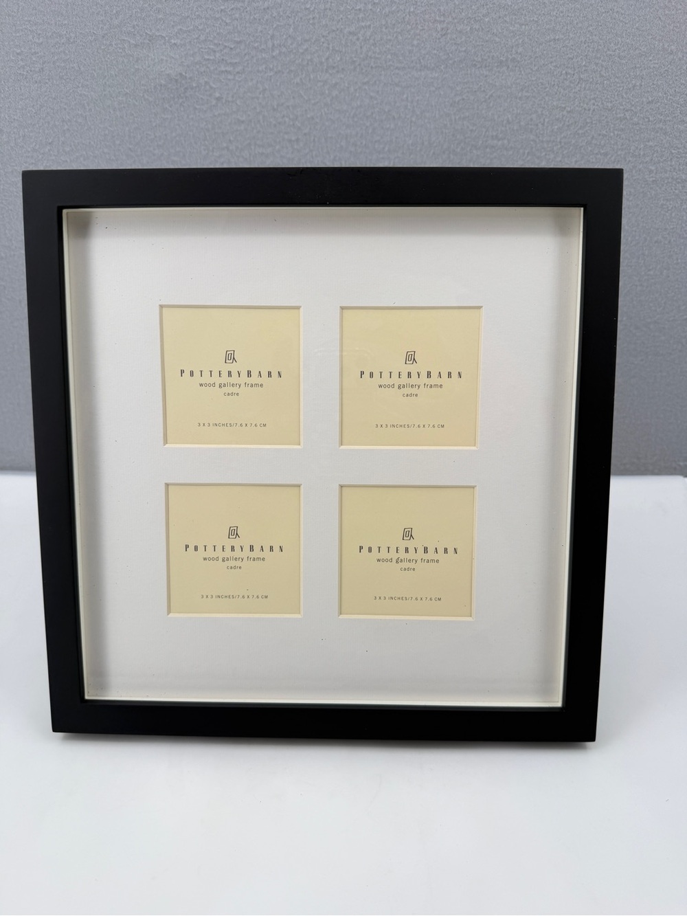 Pottery Barn Wood Gallery Collage Photo Frame 4 3x3 Black Hanging Free Standing